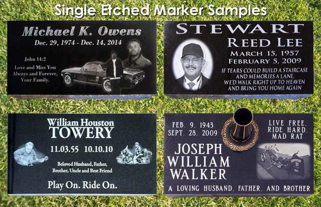 custom laser etched granite cemetery marker portrait picture